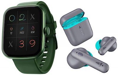 boAt Wave Style with 1.69" Square HD Display, HR & SpO2 Monitoring, 7 Days Battery Life & Airdopes 141 Bluetooth Truly Wireless in Ear Headphones with 42H Playtime, Beast Mode
