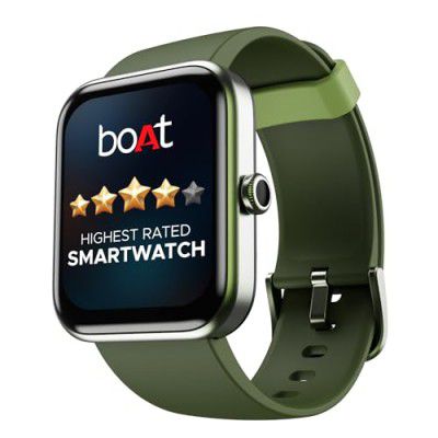 boAt Xtend Smart Watch with Alexa Built-in, 1.69” HD Display, Multiple Watch Faces, Stress Monitor(Olive Green)