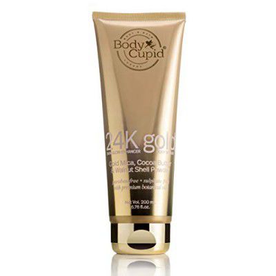 Body Cupid 24k Gold Face and Body Scrub - Skin Glow Enhancer with Gold Mica Powder, Cocoa Butter, Walnut Shell Powder, 200 ml