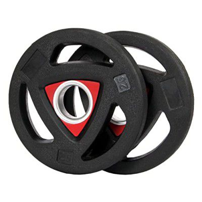 Body Maxx Rubber Coated Olympic Barbell/Rod Plates, 3 Cut Stearing with 50mm Internal Dia (Pack of 2 PCS) (2.5 KG X 2 Piece)