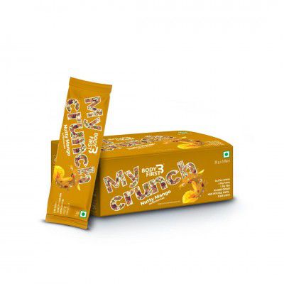 Bodyfirst My Crunch Nutrition Bar, Protein Bar Made With Real Fruits, Seeds & Nuts | Veg | No Added Sugar (Nutty Mango)
