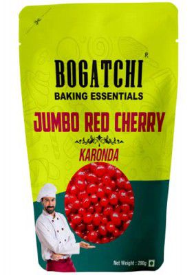 BOGATCHI Big Cherry Karonda for Cake, Ice Creams and Shakes Decorations, Red Cherry Karonda, Delicious and Tasty, 200g