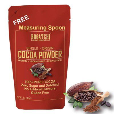 BOGATCHI Dutched and Natural Cocoa Powder for Cake | 200g + Free Measuring Spoon