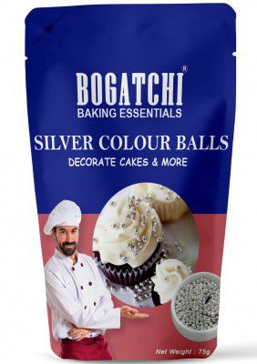 BOGATCHI Silver Balls for Cake Decoration | Topping for Cake & Other Baking Items|75g