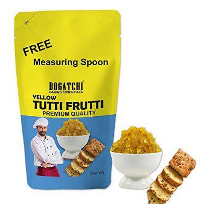BOGATCHI Yellow Tutti Frutti - 200 g Premium Sprinkles for Cakes and Ice-Creams, Yellow Tutti Frutti, Delicious and Tasty, Free Measuring Spoon