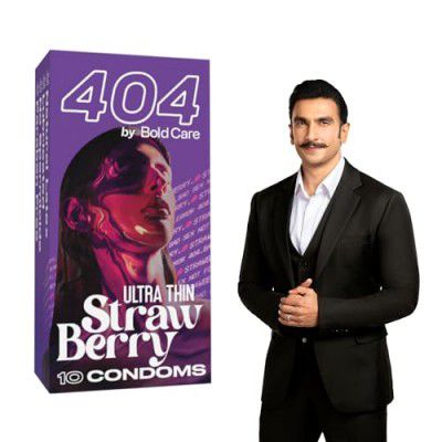 Bold Care 404 Super Ultra Thin Strawberry Flavored Condoms For Men | 60 Microns | 10 Units