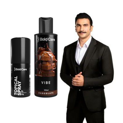 Bold Care EXTEND Spray - No Harsh Chemicals + Vibe Premium Lube 100ml - Chocolate Flavor - Natural Personal Lubricant for Men and Women - Water based formula