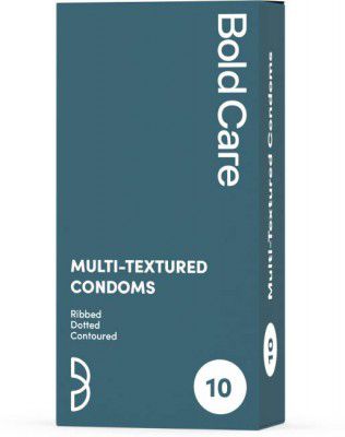 Bold Care Multi-textured Condoms - Pack of 10 - Ribbed, Dotted, & Contoured - Lubricated - Natural Latex Condom  (10 Sheets)