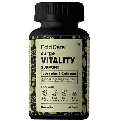 Bold Care Surge - L Arginine & Gokshura Tablets - Energy Booster Supplements for Men - All Natural Ingredients - Helps with Blood Flow - Zero Side Effects - 60 Tablets