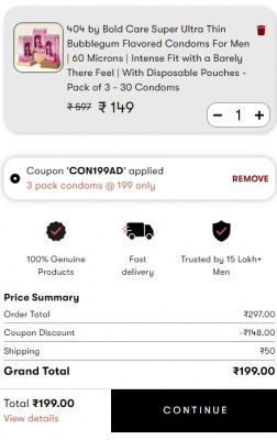 Boldcare Pack of 3 Condoms @ ₹199