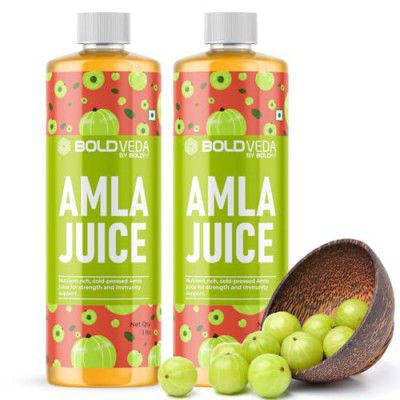 Boldfit Boldveda Amla Juice 1 Litre | Rich Source Of Vitamin C & Antioxidants Supports Healthy Hair & Skin | Amla Detox Juice Helps With Metabolism - 1L (Pack Of 2)