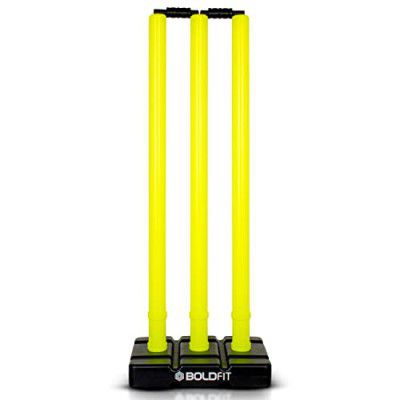 Boldfit Cricket Stumps with Stand Cricket Kit Plastic Wickets for Cricket Standard Wickets for Cricket Ground