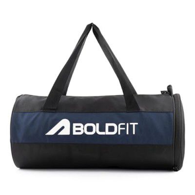 Boldfit Gym Bags for Men with Separate Shoe Compartment Sports for Women Unisex Duffle Bag for Carry & Travel Adjustable for Shoes Towel Duffel Sports Bag 20L - Black