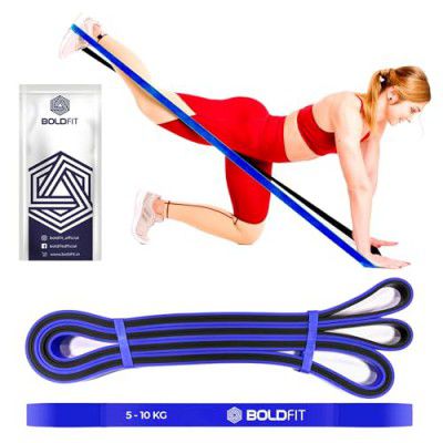 Boldfit Natural Rubber Resistance Premium Bands for Workout Dual Color Premium Heavy Resistance Band for Gym - Blue (5-10kg Resistance)