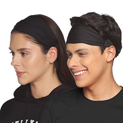 Boldfit Nylon Gym Headband for Men and Women - Sports Headband (Black), One Size