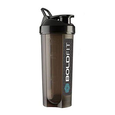 Boldfit Plastic Gym Typhoon Shaker Bottle (Typhoon Black, 650 Milliliters)