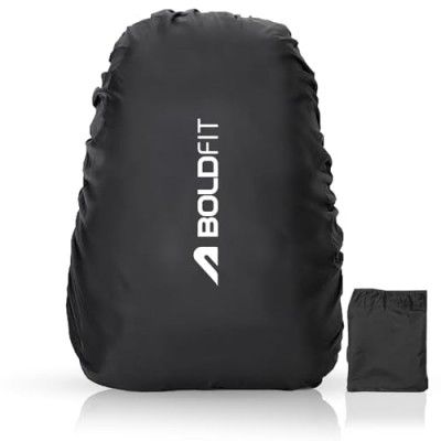 Boldfit Rain Cover for Backpack for All Bag Sizes Upto 45Ltrs -Black