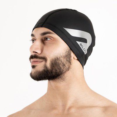 Boldfit Swimming Cap for Men PU Swimming Caps - Black