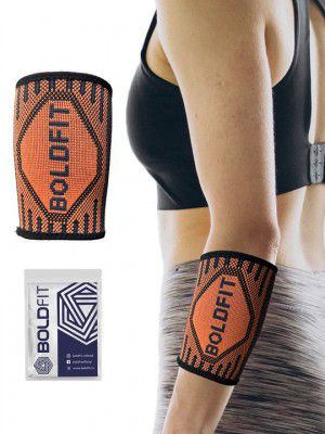 BOLDFIT Unisex Orange Coloured Printed Wrist Support Sweatband