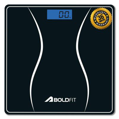 Boldfit Weight Machine For Body Weight Digital For Human Body With LCD Display Black, Max Weight 180Kg