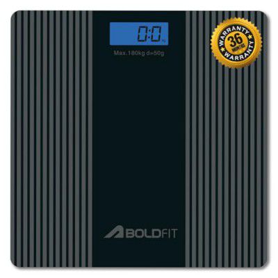 Boldfit Weight Machine for Body Weight Weighing Machine Digital Bathroom Scale for Human Body Weight, Black