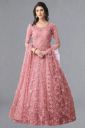 Bollyclues Embroidered Net Semi Stitched Anarkali Gown (Pink)...