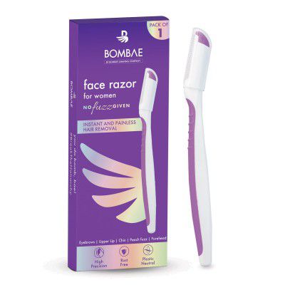 Bombae Reusable Face Razor For Women Facial Hair | For Eyebrows, Upper Lip, Chin, Peach Fuzz, Forehead, Unibrow, Sideburns | Dermaplaning Tool | Korean skinc