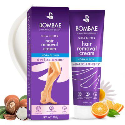 Bombae Shea Butter Hair Removal Cream For Women - 100gm, Suitable For Sensitive Skin, For Body, Legs, and Bikini Line