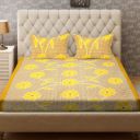 Bombay Dyeing Felix 136 TC Microfibre Double Bedsheet with 2 Pillow Covers - Yellow...