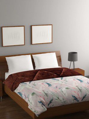 Bombay Dyeing Green Color Entice One Side Print Revese Plain Double Comforter