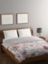 Bombay Dyeing Light Grey Color Entice One Side Print Revese Plain Double Comforter...