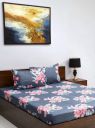 Bombay Dyeing Microfiber Queen Flat 144 TC Floral 1 Bedsheet with 2 Pillow Covers (Dark Grey)...