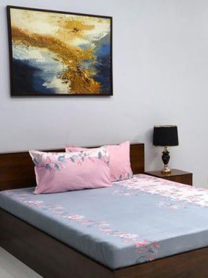 Bombay Dyeing Vista 144 TC Microfiber Pink Queen Size Bedsheet with 2 Pillow Covers