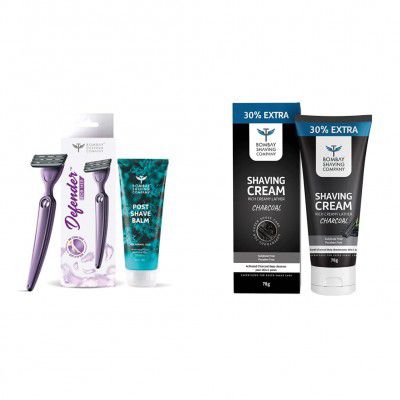 Bombay Shaving Company Athena - Razor for Women with Free Post Shave Balm & Charcoal Shaving Cream - 78g
