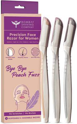 BOMBAE Facial Razor For Women | Face Razor for Eyebrow, Upper Lip, Forehead, Peach Fuzz, Chin, Sideburns | 3 count