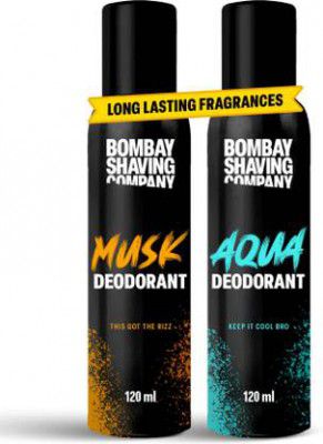 BOMBAY SHAVING COMPANY Fresh Aqua & Intense Musk 120ml x 2 Combo Deodorant Luxury Deodorant Spray