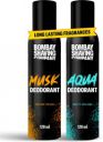 BOMBAY SHAVING COMPANY Fresh Aqua & Intense Musk 120ml x 2 Combo Deodorant Luxury Deodorant Spray...
