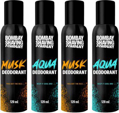BOMBAY SHAVING COMPANY Fresh Aqua & Intense Musk 120mlx4 (480 ml, Pack of 4)