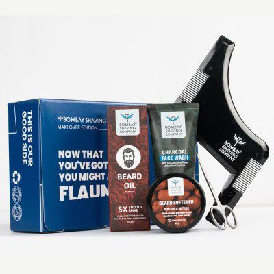 Bombay Shaving Company Grooming Gift Set for Men | Beard Grooming Kit for Men | Charcoal Face wash, Beard Growth Oil, Beard Softener,Beard, Brush Comb, Scissors | Gifts For Men
