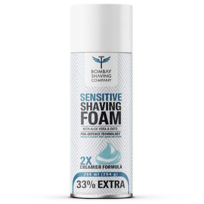 Bombay Shaving Company Sensitive Shaving Foam,266 ml (33% Extra) with Aloe Vera & Oats (Aloe Vera)