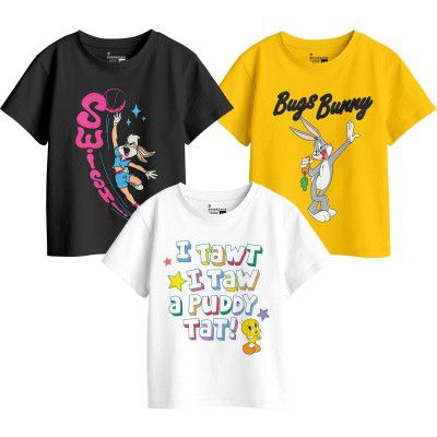 Bon Organik Girl's Cartoon Regular Fit T-Shirt