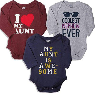 Bon Organik Unisex Baby Cotton Romper Bodysuit (Pack of 3)