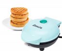 BONIRY Mini Waffle Maker 4 Inch- 350 Watts: Stainless Steel Non-Stick Electric Iron Machine for Individual Belgian Waffles, Pan Cakes, Paninis or Other Snacks - Aqua blue...