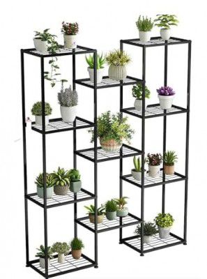 BonKaso 11-Tier Heavy-Duty Plant Stand, Multi-Level Metal Shelf, Waterproof & Rust-Proof, Holds 50kg per Tier, Easy Assembly, Stable & Sturdy Design, Ideal for Garden, Living Room, Balcony, and Patio