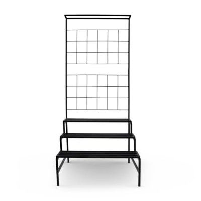 BonKaso 4-Tier Black Plant Stand, Multi-Level Metal Shelf for Indoor & Outdoor, Sturdy & Waterproof, Holds up to 50kg per Tier, Easy Assembly, Suitable for Garden, Living Room, Balcony, and Patio