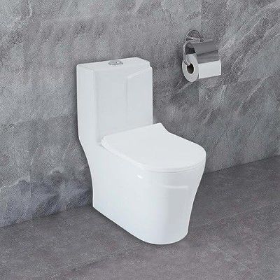 BonKaso Ceramic Commode/Western Toilet With Seatcover For Bathrooms (Sapnia -white)