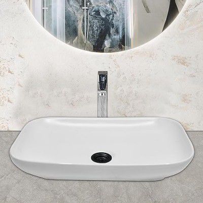 BonKaso Ceramica Bathroom Basin Designer Glossy Finish Table Top Ceramic Wash Basin460 x 345 x 130 mm (18 x14) 8kg(Cosmo3035)