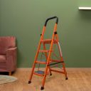 BonKaso Climb Steady Premium Alloy Steel Heavy Duty Multipurpose Foldable 4 Step Ladder with Connecting Frame & Belt Support for Home and Outdoor - (Orange)...