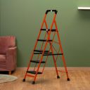 BonKaso Premium Steel Multipurpose Climb Easy Anti-Slip 5-Step Foldable Ladder...