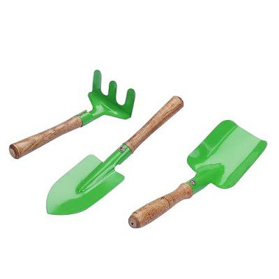 BonKaso Gardening Metal Tools Set With Transplanter, Hand Trowel, & Cultivator Ergonomic Designed Handles For Home Planting, Indoor & Outdoor Gardening With Rust Resistant Paint (Color-Green) Set of 3